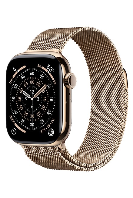 Apple Watch Series 11 GPS + Cellular 42mm Gold Titanium Case with Gold Milanese Loop
