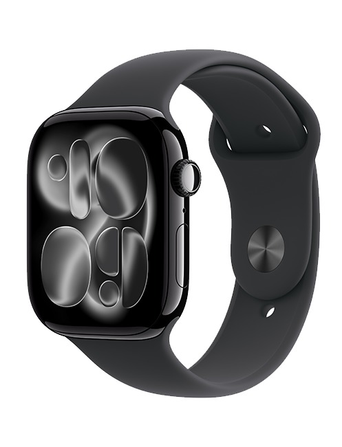 Apple Watch Series 11 GPS + Cellular 46mm Jet Black Aluminium Case with Black Sport Band
