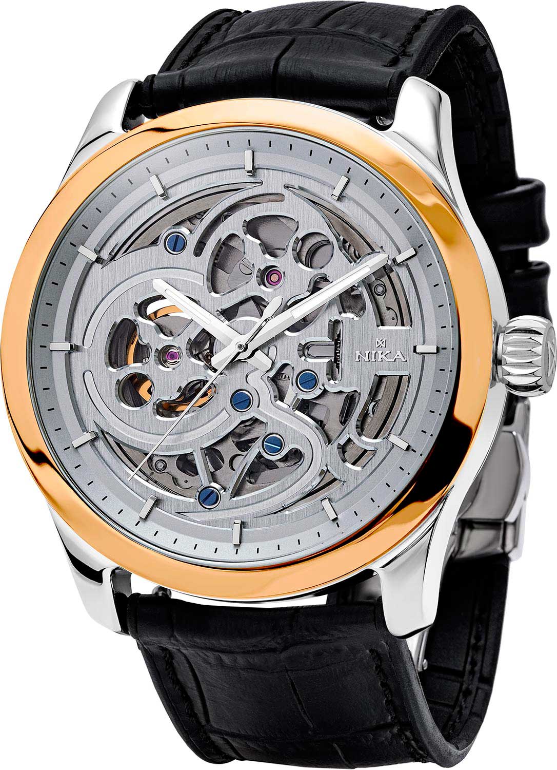 NIKA Ego Automatic 1378.0.19.27A.B, Skeletonized Silver Case