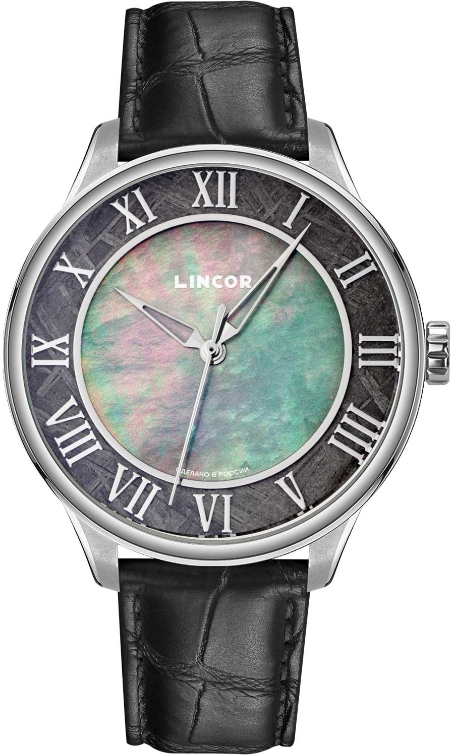 Lincor Cosmos Meteorite 4097M-5, automatic men's watch, black strap
