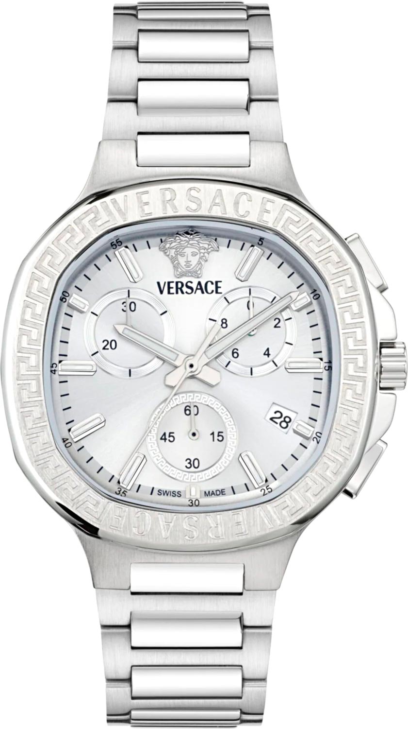Versace V-Chrono Square Chronograph VEVCA0424, Silver Dial