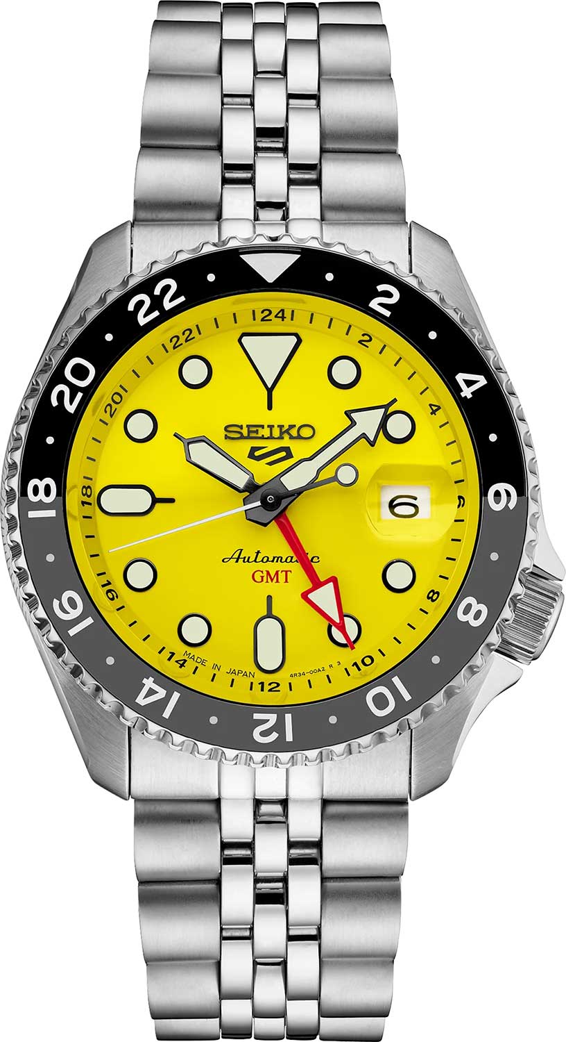Seiko 5 Sports SKX SSK017 GMT Automatic Yellow Dial Men's Watch