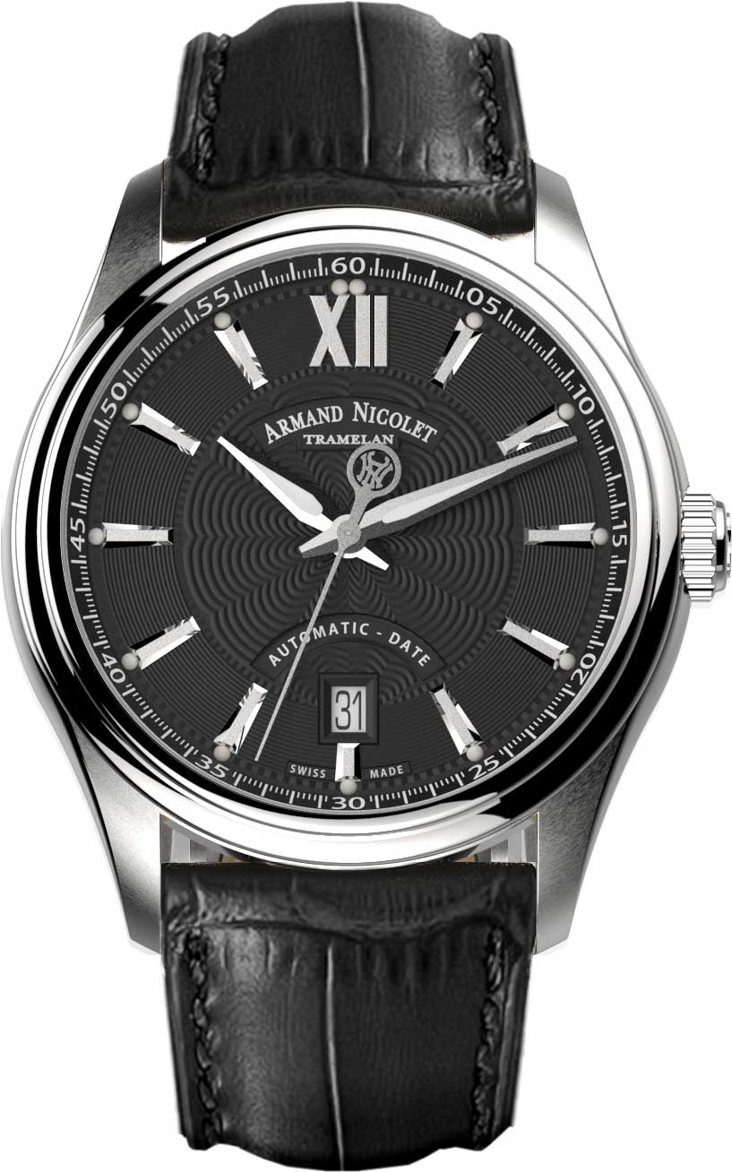 Armand Nicolet Automatic A740A-NR-BP22740NAN, Black Guilloché Dial