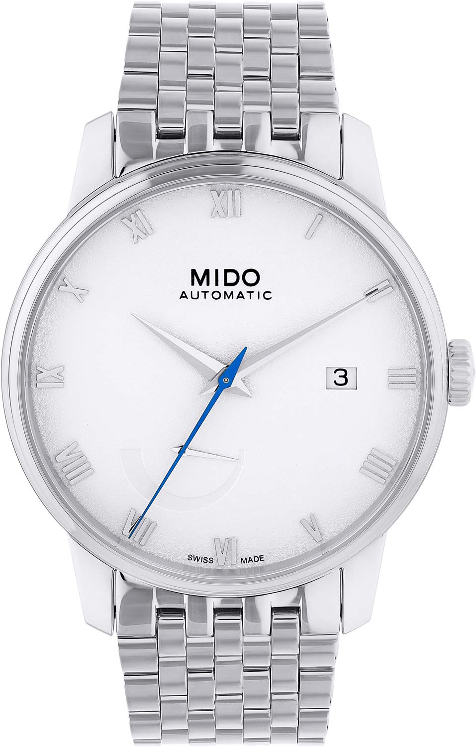 Mido Baroncelli Power Reserve Automatic M027.428.11.013.00, White Dial Steel Bracelet