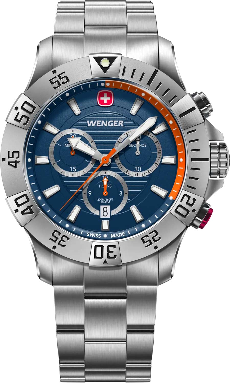 Wenger Seaforce Chrono 01.0643.125, Blue Dial Stainless Steel Watch