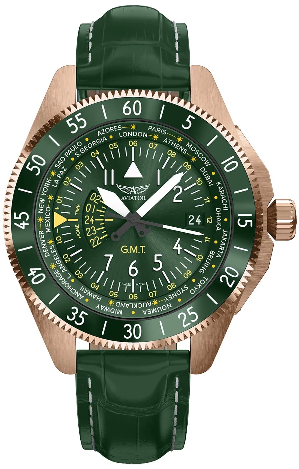Aviator Airacobra GMT V.1.37.2.309.4, Green Dial