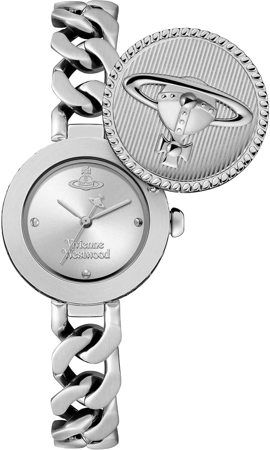 Vivienne Westwood VV323WSSL Orb Button Watch, Silver Dial
