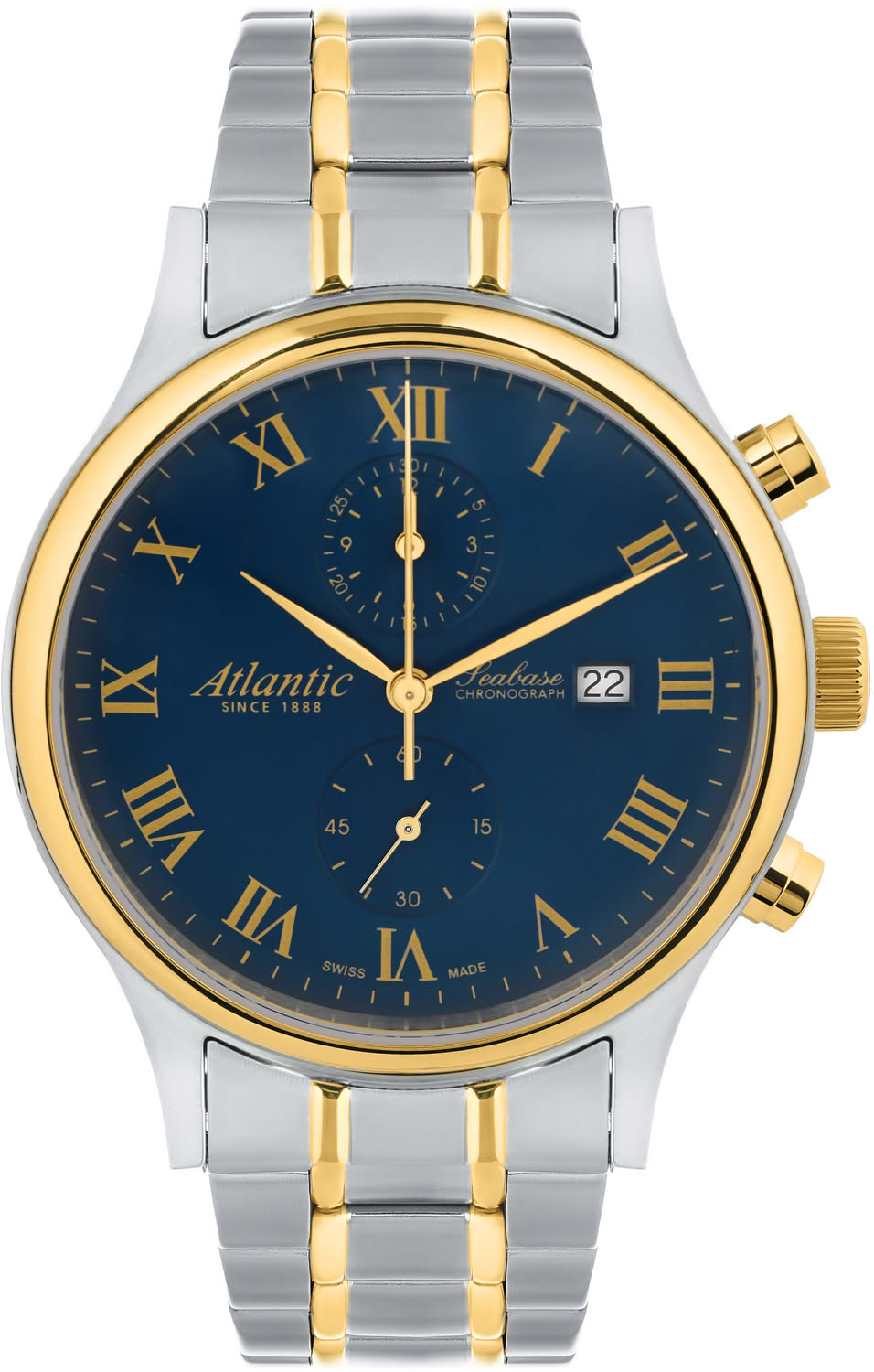 Atlantic Seabase Quartz Chronograph 64457.43.58G, Blue Dial Steel Watch