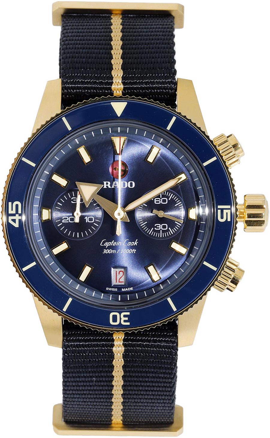 Rado Captain Cook Chronograph R32146208, Blue Dial Bronze Case