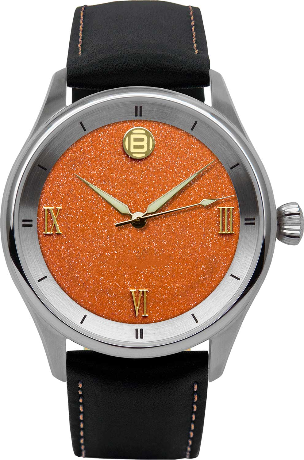 Briller Mechanical Stone MM-RG-302, Orange Aventurine Dial