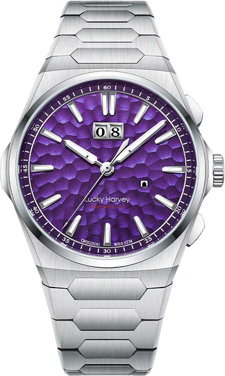 Lucky Harvey ZLS402-4 Hammered Texture Sunset Purple Automatic Watch