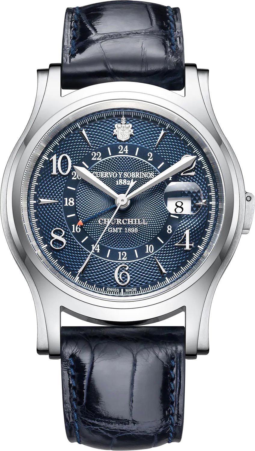 Cuervo y Sobrinos Churchill GMT 2811.1GMTB, Blue Dial Limited Edition