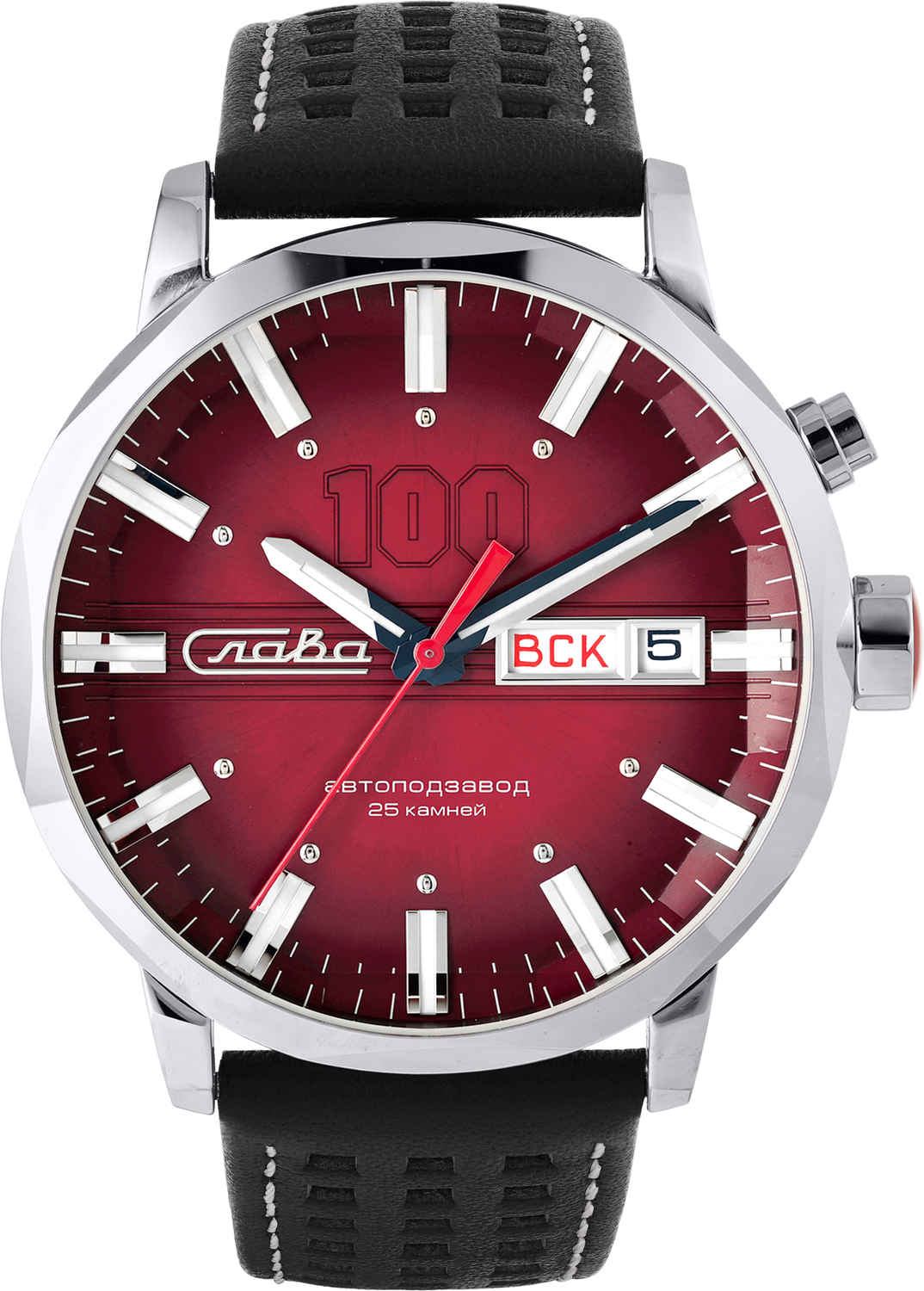 Slava Automatic 9020581/300-2427, Red Dial Steel