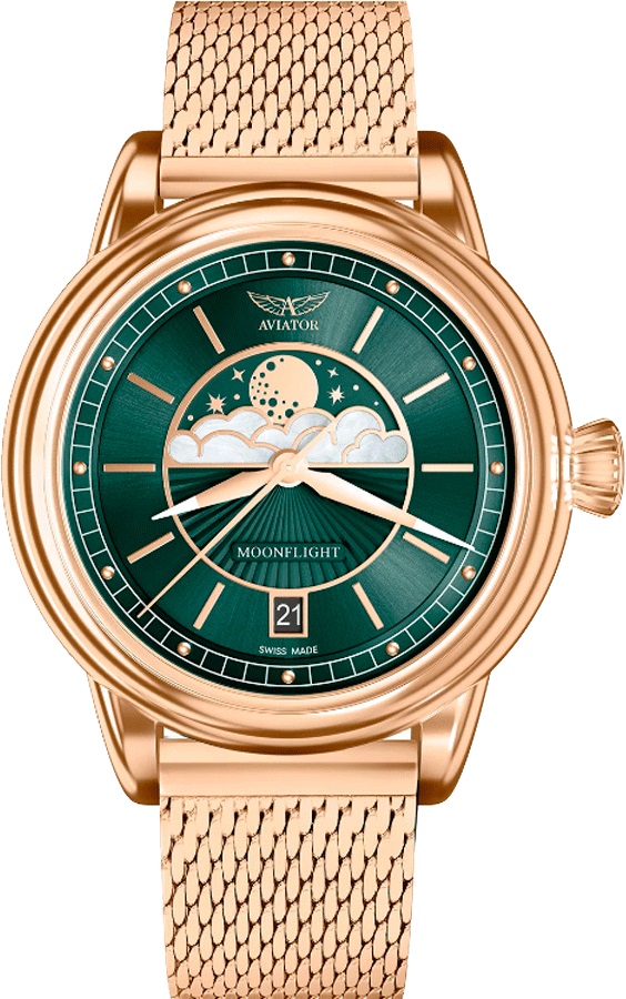 Aviator Douglas Moonflight V.1.33.2.263.5, 36mm green dial