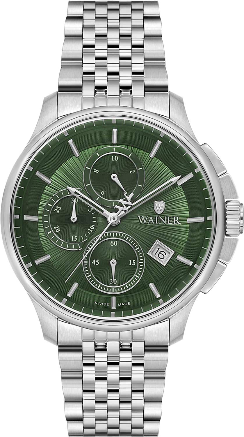 Wainer Chronograph WA.19100-C, Green Guilloché Dial